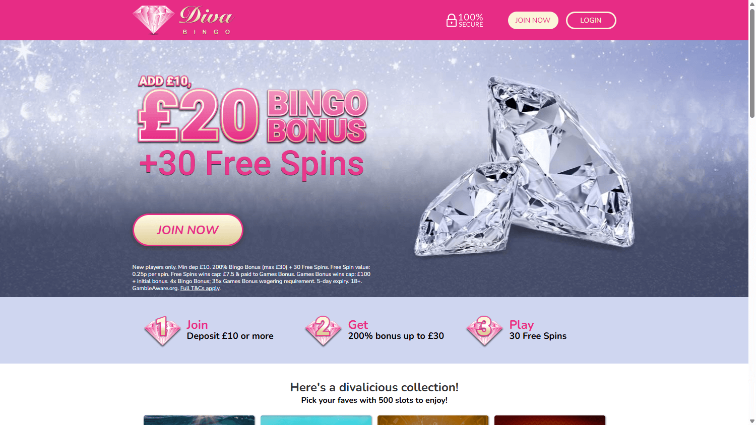 Diva Bingo Casino Desktop screenshot